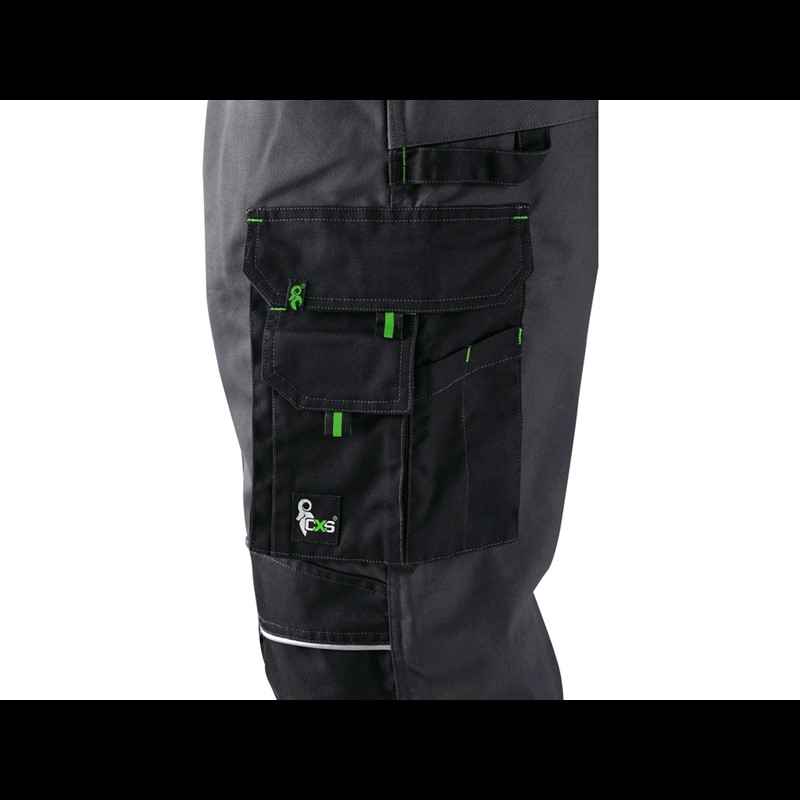 Delovne hlače z oprsnikom SIRIUS TRISTAN, moške, krajši model, sivo-zelene