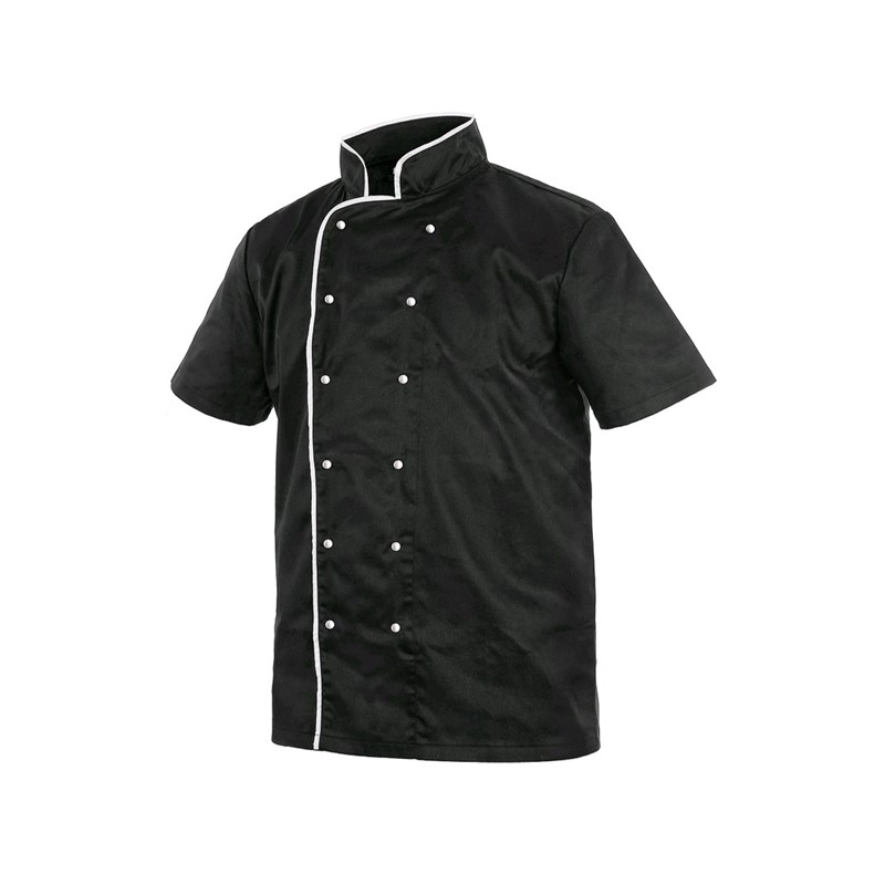 Kuharska jakna s kratkimi rokavi, moška, črno-bela