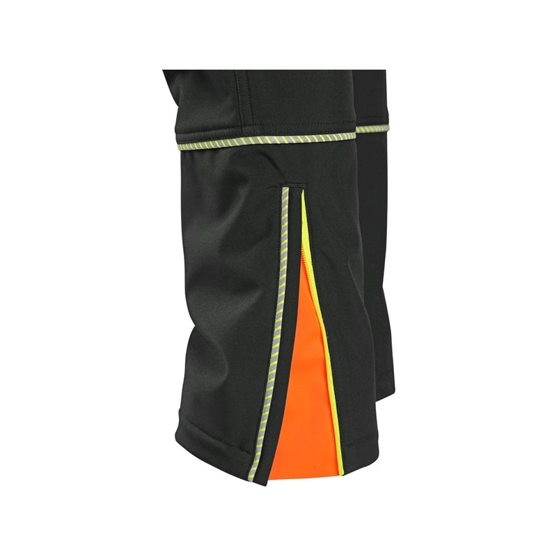 Trousers CXS TRENTON, winter softshell, children's, black HV yellow/orange accessories