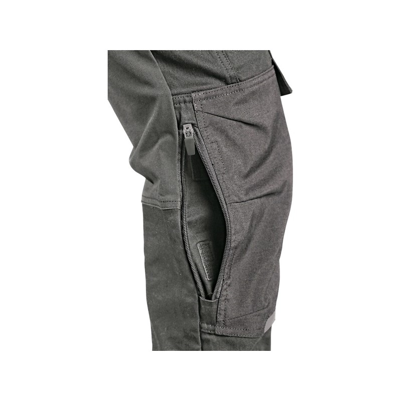 Delovne hlače CXS LEONIS, sive s črnimi črtami