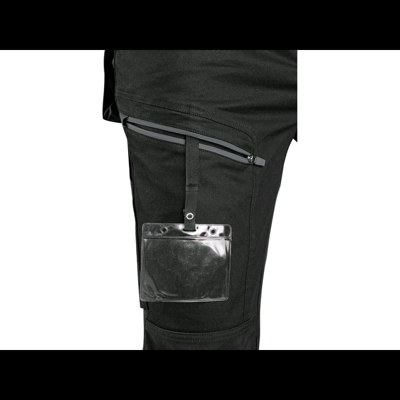 Delovne hlače CXS LEONIS, črne s sivimi črtami